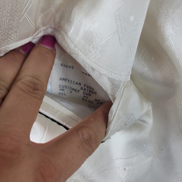 Steve Gordon Double Breasted 100% Pure Silk Cream Men's Suit Coat 46L - Picture 10 of 11